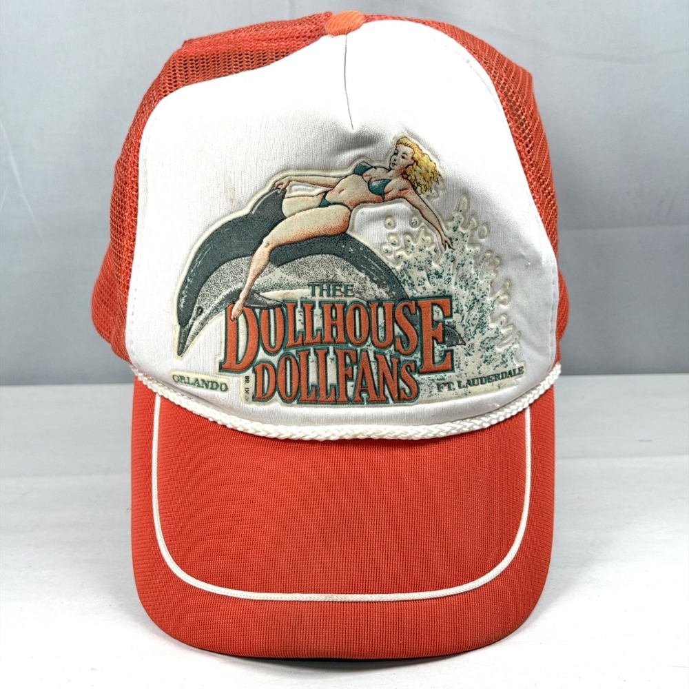 Vintage 1980s Thee Dollhouse Dollfans Strip Club Hat Ft Lauderdale Orlando FL